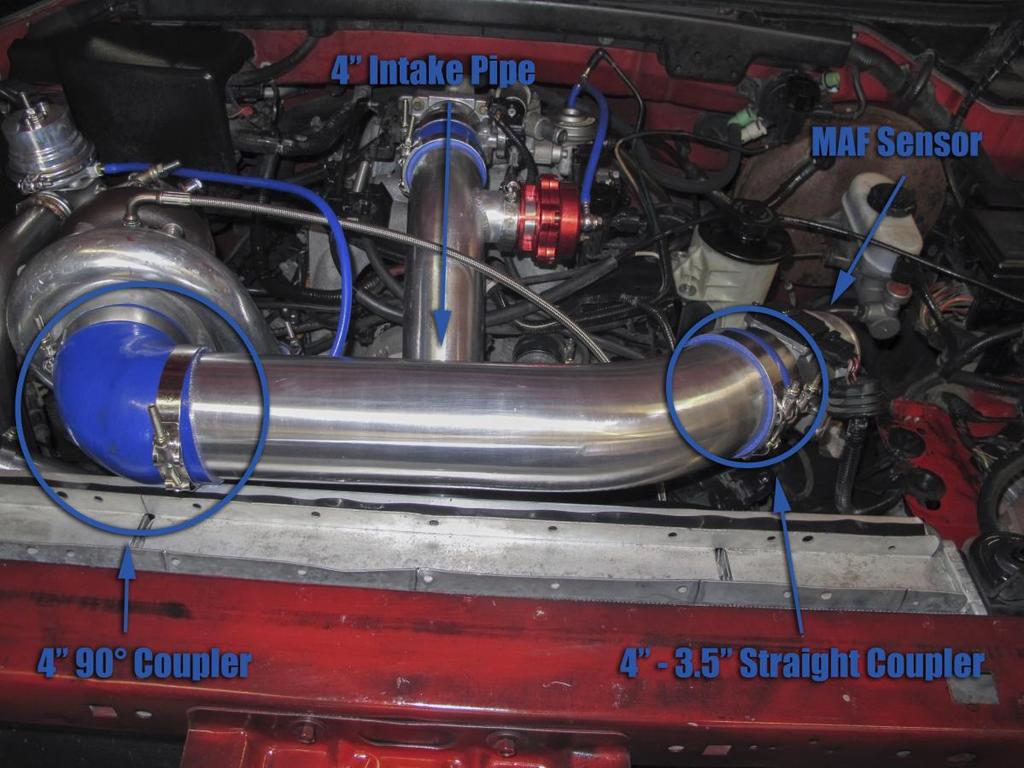You can now install the 4 turbocharger intake kit provided with the kit as demonstrated