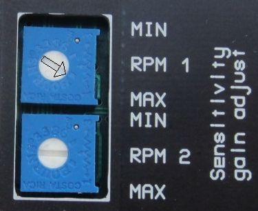Typical sensitivity settings and resultant minimum signal levels: RPM 1 shows ¼ turn RPM 1 shows mid