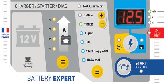 3 IN 1 - BATTERY SUPPORT (BSU), STARTER & CHARGER 3 IN 1 DIAG STARTIUM RANGE SAFE - no need to remove the battery, voltage protection for vehicle electronics ALL BATTERY TYPES - safe to charge any