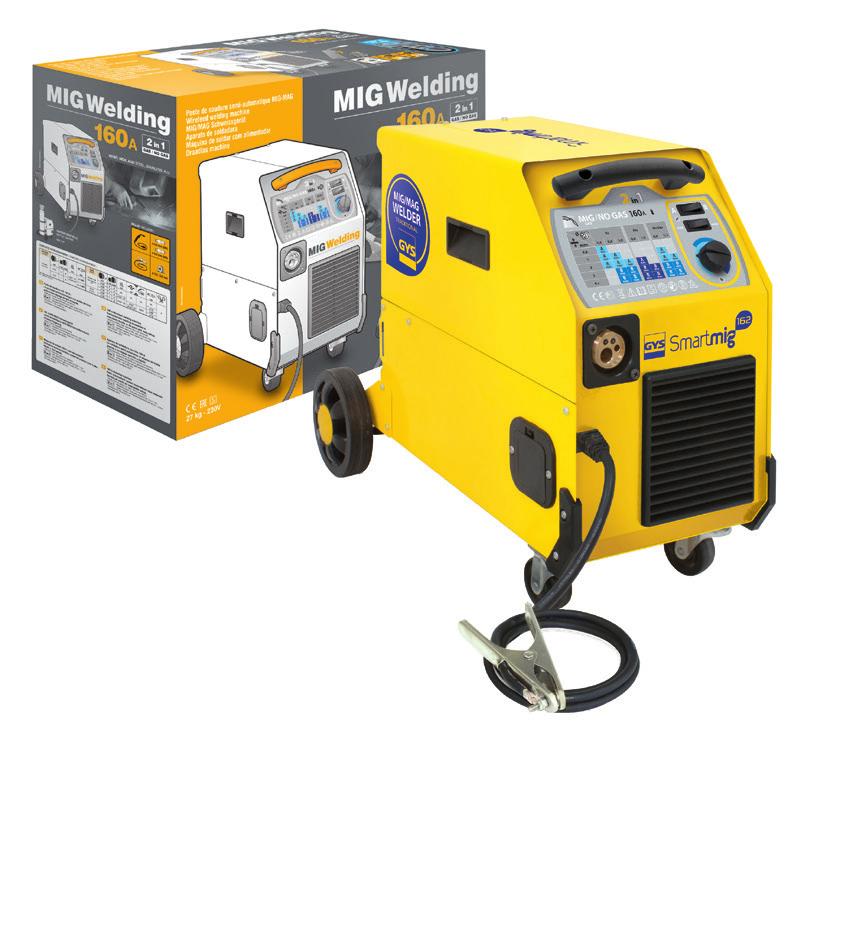 SINGLE PHASE MIG WELDER Welding SMARTmig 162 ref: 034297 Single phase compact MIG/MAG 160A welding machine.