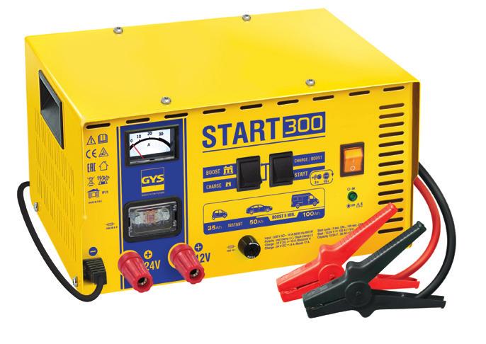 TRADITIONAL CHARGER & STARTER (Lead Acid Batteries) START 300 ref 025547 START 200/300 Starter: 12V batteries (12V-24V for Start 300) Starts all vehicles 120A starting current on Start 200 300A