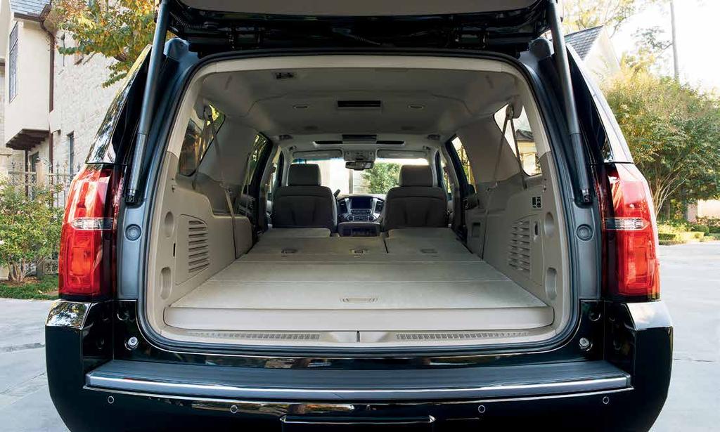 THE ROOM YOU NEED, ANY WAY YOU FOLD IT. FIVE SECONDS... FLAT. Suburban has the fastest available power-release secondrow and power-folding third-row seats of WIDE-OPEN SPACIOUSNESS.
