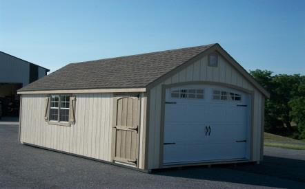 A-Frame Garage Options shown above: Carriage House Arched garage Door, Decorative end vent English Garage Size Wood Vinyl Size Wood Vinyl 12 x 16 $2,908 $3,618 12 x 16 $3,496 $4,241 12 x 18 $3,158