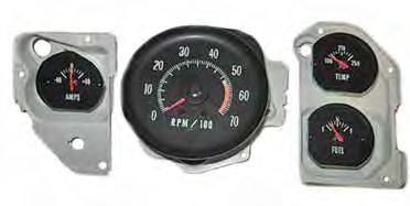 These gauges are as close to OE original as you can get. They feature the correct fonts, colors, the tach has the correct three screws, and not two rivets like other incorrect reproduction.