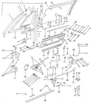 EXTERIOR PARTS AND TRIM 1968-72 Door And Parts 55-194989 1968-72 Door And Parts Although many of the parts in the diagram above are no longer available, we hope that you will find this illustration
