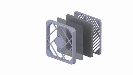 Set filtru pentru ventilator RCP/RFG/RFC/RFF/RMF Capac şi apărătoare filtru: nailon negru 6/6 25% umplut cu sticlă UL94 V0, RMS-27 Filtru din pâslă: poliester alb, RMS-28 Filtru sită: oţel inoxidabil