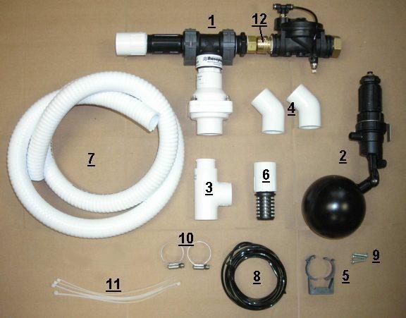 (5) Cable Ties 12. Vacuum Breaker Alarm Kit Plumbing Kit Drain Kit 1. Alarm & Battery 2.