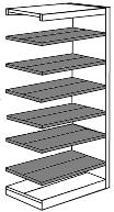 metal shelves, 24"D x 90"H 188 82"H D/F 4 adjustable omega shelves, 1 fixed omega shelf and 1 laminate base shelf per side RP5 983 S00 $ 1,643 D/F Starter, metal shelves, 20"D x 82"H 175 RP6 983 S00