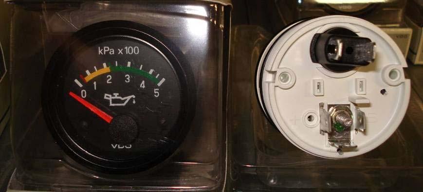 The gauge has 3 pins, one marked + which is connected to power, one S which is connected to the sensor and one un-marked