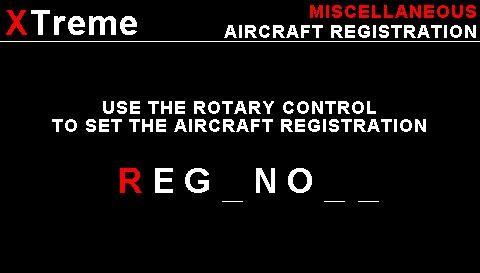 Page 50 4.7 Miscellaneous Setup AIRCRAFT REGISTRATION: Enter your aircraft registration. A maximum of 8 characters can be entered.