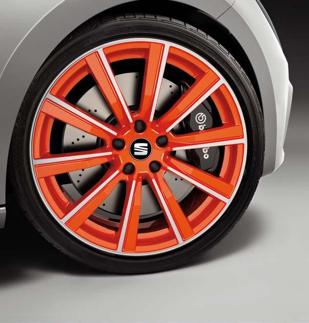PERFORMANCE Orange Performance Pack Includes CUPRacer orange 19" alloy wheels with black Brembo calliper, blade side skirts with black offset, orange grid frame, lettering and mirror covers.