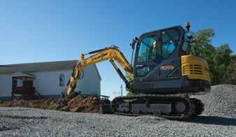 Big power in restricted spaces C Series excavators deliver big digging and grading performance with SAE bucket breakout forces up to 8,490 lbf and dig depth up to 12.