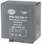 switching current: 3.5A. Release delay when operating wiping: 4 sec. +/ sec. Switchon delay when operating interval: sec. Break time when operating interval: 5 sec. +/ sec. 5WG 002 450287 50 Relay, wiping interval, 24V, 6pole Iveco Magirus, MercedesBenz Max.