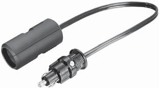 Installation material Extension cables and adapters (ISO 465 and cigarette lighter) Adapter cable Max. load: 8A at 24V.