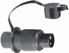 Installation material 3pole sockets and plugs For agricultural machines and tractors. Plug, made of black plastic (DIN 9680). Max. load: 6A at 24V (lead size.
