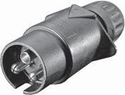 8JA 002 2630 0 3pole plug Socket, made of black plastic. Max. load: 6A at 24V (lead size.5 sq. mm), 25A at 24V (lead size 2.5 sq. mm). With rubber gasket in lid.