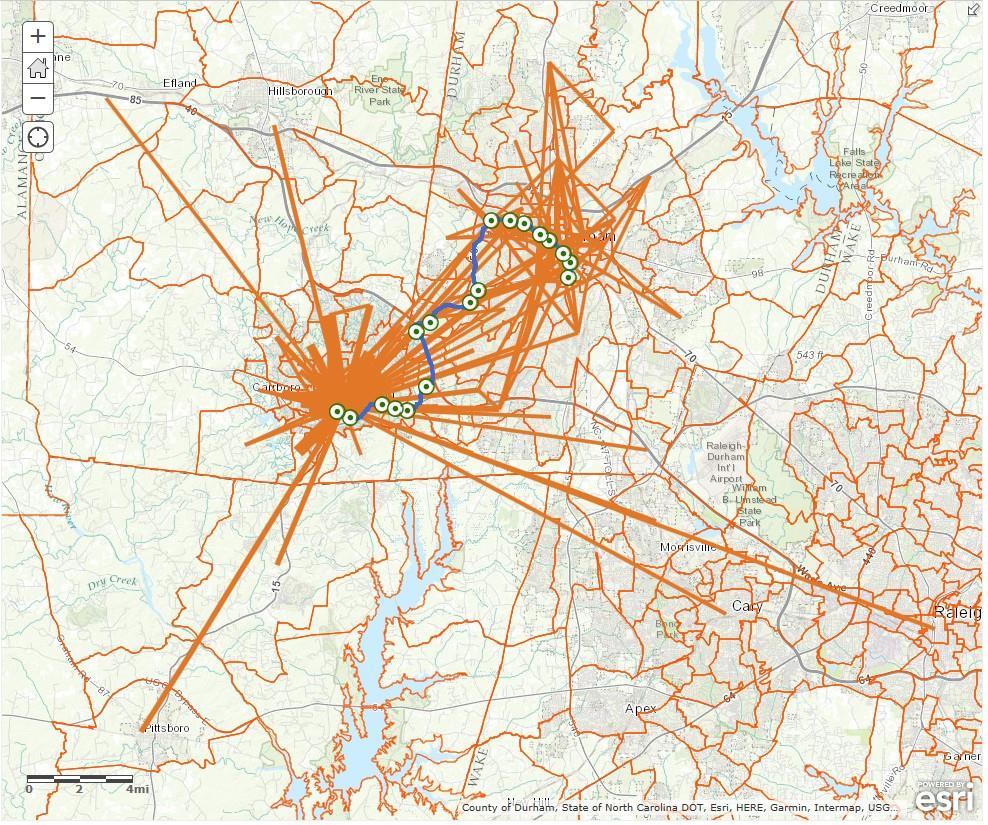 Transit Onboard Survey, Durham & Orange Counties, 2014 More than 50 trips