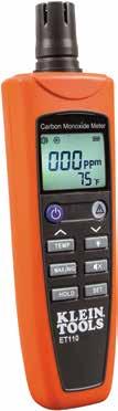 CARBON MONOXIDE (CO) METER ET110 COMBUSTIBLE GAS COMBUSTIBLE LEAK DETECTOR GAS LEAK DETECTOR ET120 32 122 F 0 50 C The ET110 is an easy-to-use meter that detects and measures concentration levels of