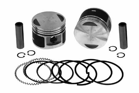 Piston kits include a set of pistons, rings, wristpins and clips. Kits Size Moly Rings 1065554 STD 942206 1065555 +.010 942207 1065556 +.