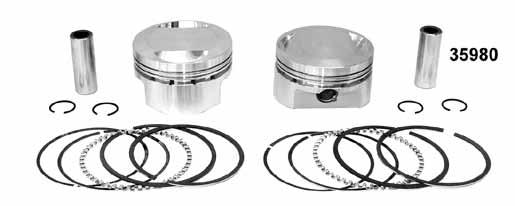 062, 2nd ring is.062 and oil ring is.158. No cylinder head modification is required and top end gaskets are available separately. Kits include forged pistons, rings, circlips, and chrome wrist pins.