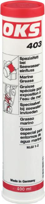 ERIKS LUBRICATION ESSENTIALS Lubricating GREASE Marine Grease OKS 403 is a premium lubricating grease for the lubrication of machine elements subjected to water or sea water.