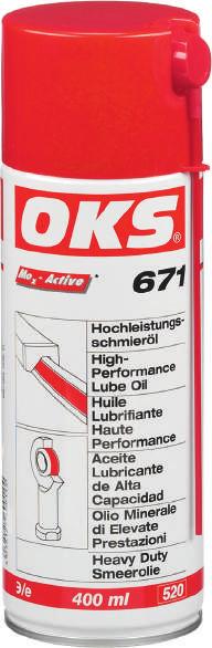 ERIKS LUBRICATION ESSENTIALS chain OIL Chain Spray OKS 671 is a high performance spray applied lubricating oil formulated with high quality solvent refined mineral oils fortified with extreme