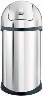 Waste bin with push lid and liner Stainless steel waste bin with black plastic