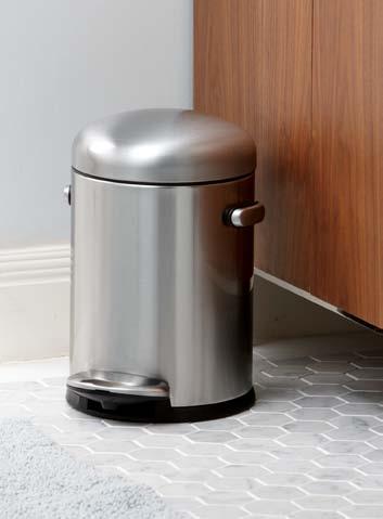 Mini Round Retro Step Can litres, Simplehuman The domed lid, high-polished pedal, and flared side handles give this pedal bin a fun, retro look.