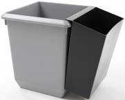 for square tapered ltr waste paper bins VB 000 and VB 000. L 0, W., H.