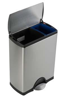 cm Waste bags: 0 almond VB aluminium grey VB Semi round Recycler, Simplehuman Fingerprint-proof semi-round recycling bin with colour coded plastic inner