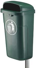 outdoor waste bin 0 litres. Suitable for either wall- or post mounting. Order post separately VB 00). 0 ltr L.