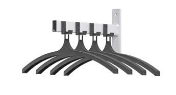 L 0, W, H cm black, aluminiumgrey VB 0 0 Wall mounted coat rack HIQ 0 hooks Wall coat rack with 0 nylon hooks.