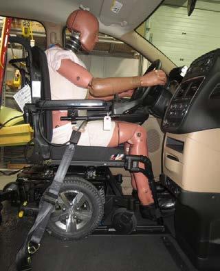 However, in each test, the wheelchair back support deflected forward and stayed in contact with the back of the ATD s torso that was restrained by the lap/shoulder belt system during frontal impact