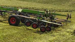 Fully cardanic rotor suspension with jet effect Also patented is the fully cardanic rotor suspension on the Fendt Former hay rake.