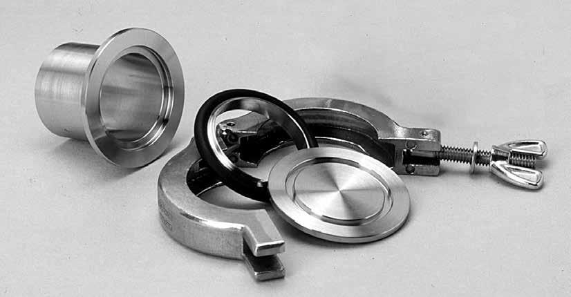 chain clamps Vacuum range Elastomer seal: > x 0-8 mbar -High vacuum Metal seal: > x 0 - mbar - UHV Temperature range Viton: -0º to 00º Silicone: -50º to 30º una: -30º to 0º Metal seal: -70 to 50
