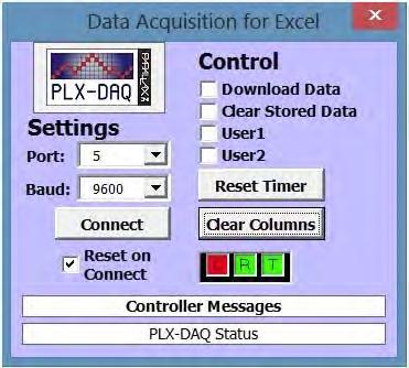 Figure 30: Parallax Data Acquisition Screen d. Press the connect button to connect the software to the microcontroller.
