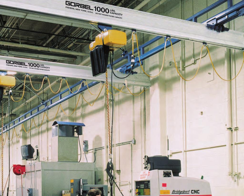 CEILING MOUNTED WORK STATION BRIDGE CRANES When a work area must be free from any support structures that may interfere with operations, ceiling mounted bridge cranes are an excellent solution to