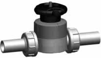 iaphragm valves new generation PROGEF Plus silicone free iaphragm valve type 54 With fusion sockets metric oel: aterial: PP- / silicone free cleane ouble flow rate compare to preecessor anwheel with