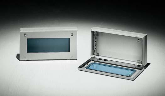 SDVX TERMINAL BOXES WITH TRANSARENT LID /DELIVERY Box manufactured from 1/10 sheet steel. - hinged lid with captive screws and plexiglas for viewing. Colour: RAL 7035 textured finish.