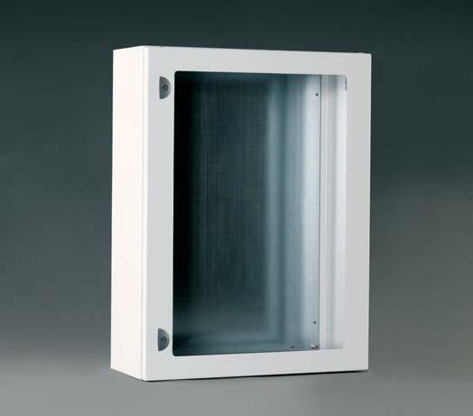ST BOXES WITH GLAZED DOOR Enclosure manufactured from 15/10 sheet steel. Door manufactured from 15/10 sheet steel up to H=800mm; H>800, door manufactured from 0/10 sheet steel.
