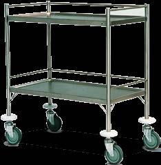Instrument Trolley Welded stainless steel construction. 480mm clearance between shelves.