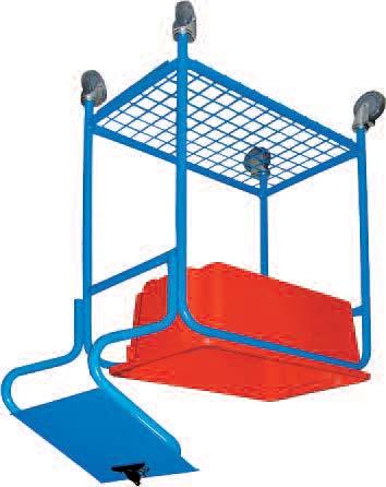 Single Tub Order Picking Trolley Image shown with optional clipboard/handle unit #T3093 Fully welded steel construction Powder coated finish Non-marking rubber swivel castors Suits plastic tubs size