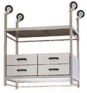 Dimensions (WxDxH) T6577 Instrument Trolley (4 drawers side by side) 800x490x970mm PVC Round