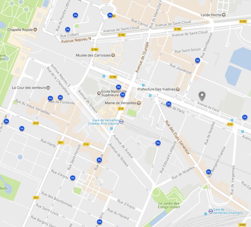 HOTEL LIST: Any hotel in Versailles districts Rive Droite is Rive Gauche is about 4,5 km from the testing symposium venue.