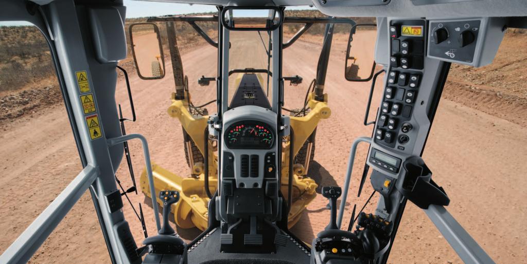 Operator Station Comfort, productivity, advanced technology. Visibility Angled cab doors, a tapered engine enclosure and patented sloped rear window assure excellent visibility to the work area.