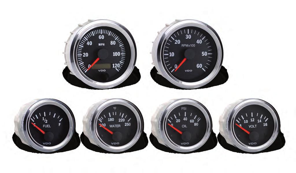 Vision Chrome Vision Chrome features crisp black dials and polished chrome bezels. High contrast clear white graphics and red pointers make Vision instruments easy to read.