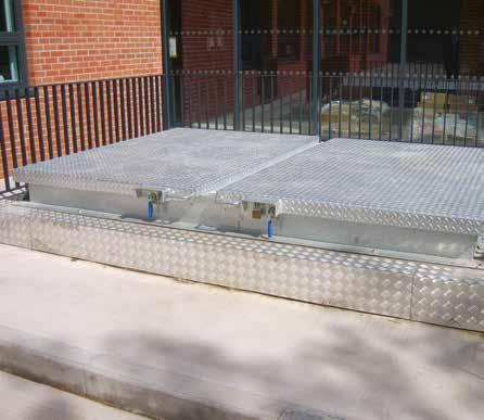 Supplied as standard with single hinged safety grids to suit 65mm blocks Torsion spring assisted for one person Solid base flange to ensure stability operation under load s incorporate safety stays