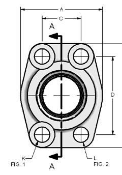 Figure 1 Figure 2 Front View Code 61 NPTF Thread, O-Ring (Figure 1) Donaldson Desc. Port Pad Dimensions (in./mm) J K (dia.) Mounting Hardware Part No.