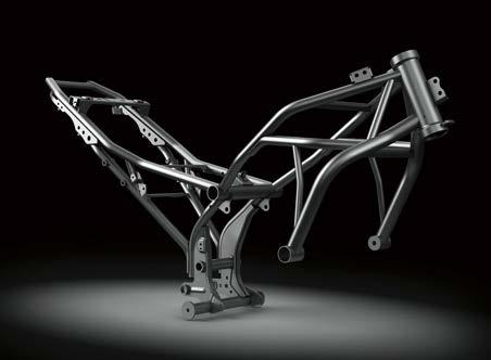 CHASSIS Frame All-new high-tensile steel trellis frame has optimized dimensions and wall thicknesses to significantly reduce frame weight and contribute to extremely light handling.