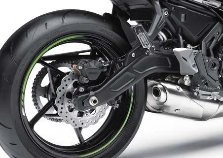 Suspension Horizontal Back-link Rear Suspension (KP) Horizontal Back-link progressive suspension system like that found on the Ninja ZX -10R replaces the straightmount shock for better balance,